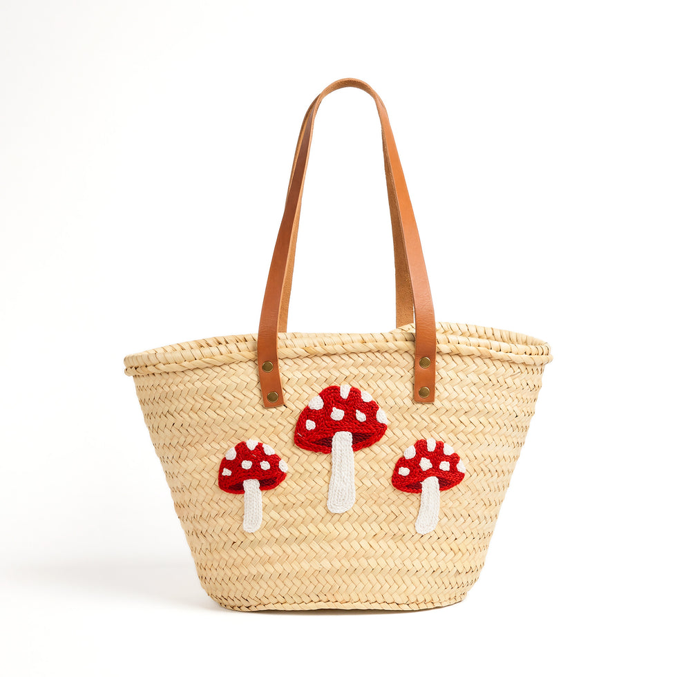 handwoven-Moroccan-Embroidered-Mushroom-Straw-Tote-Bag-with-leather-handles-Main