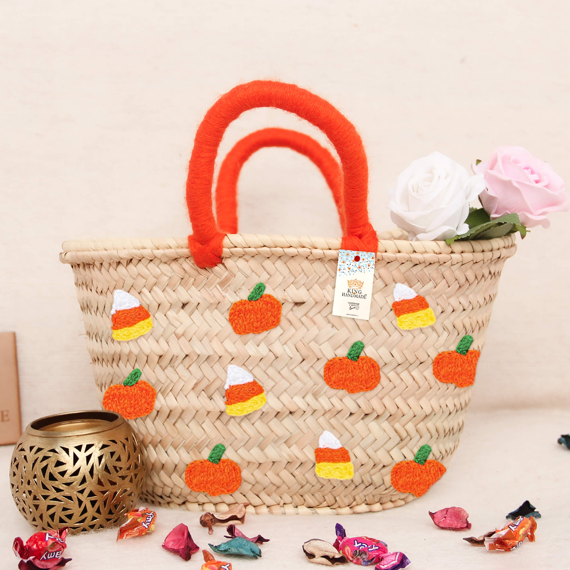 Candy Corn and Pumpkin Halloween Tote