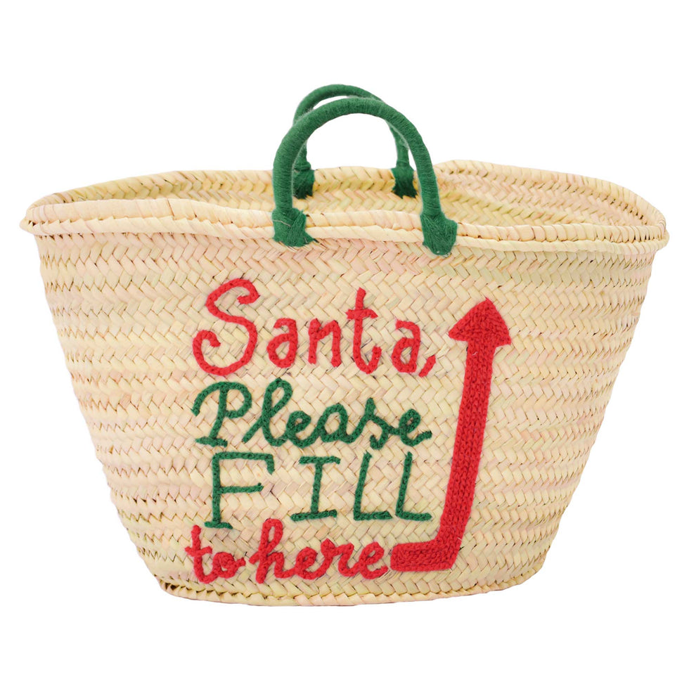 Personalized Santa Please Fill Straw Basket