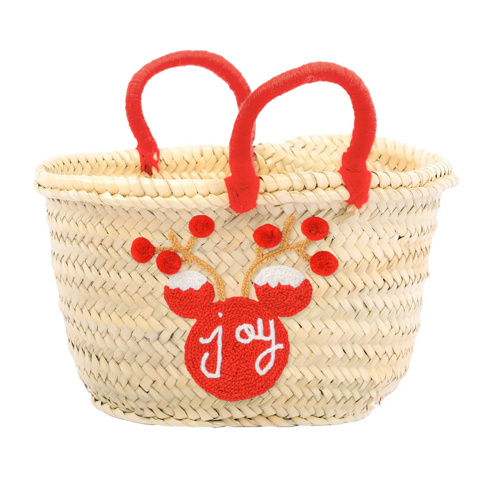 Personalized Joy Reindeer Xmas Basket – Medium