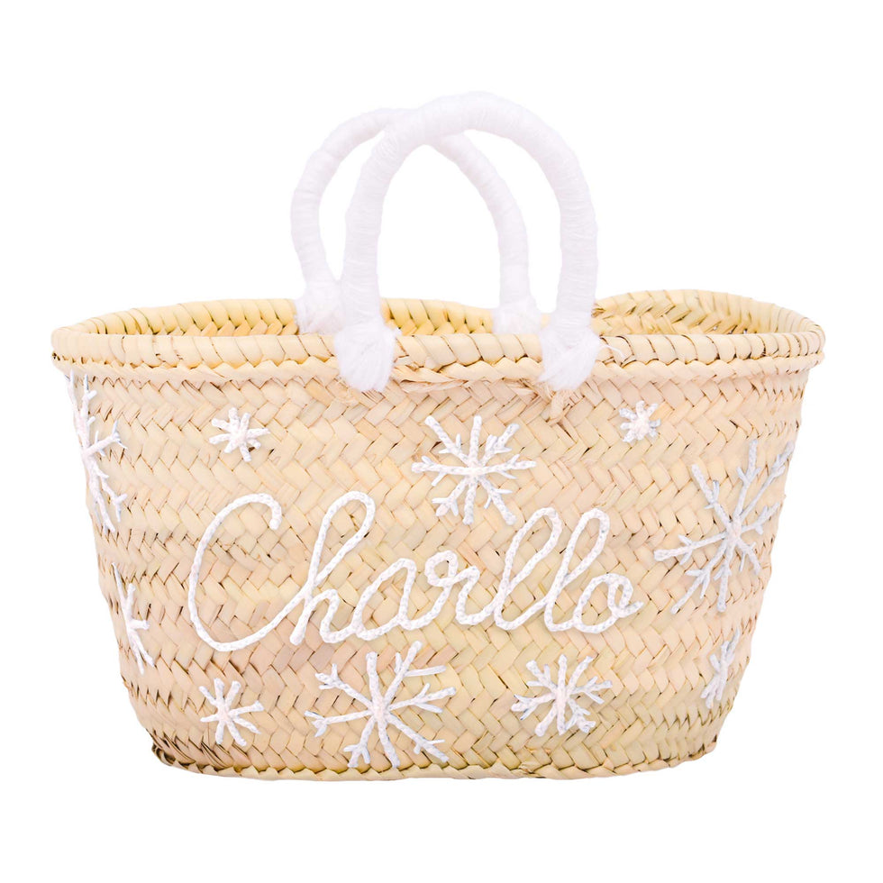 Personalized Snowflake Straw Basket Bag