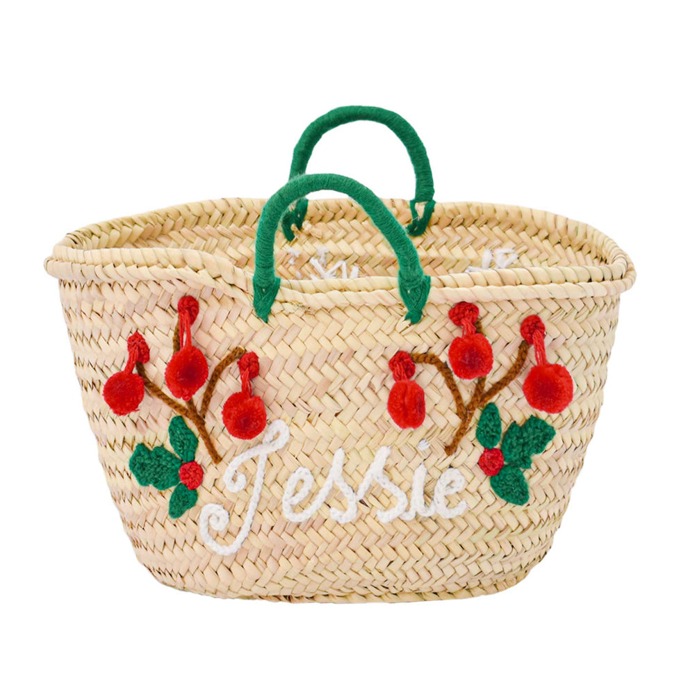 Personalized Cherry Tree Xmas Straw Basket