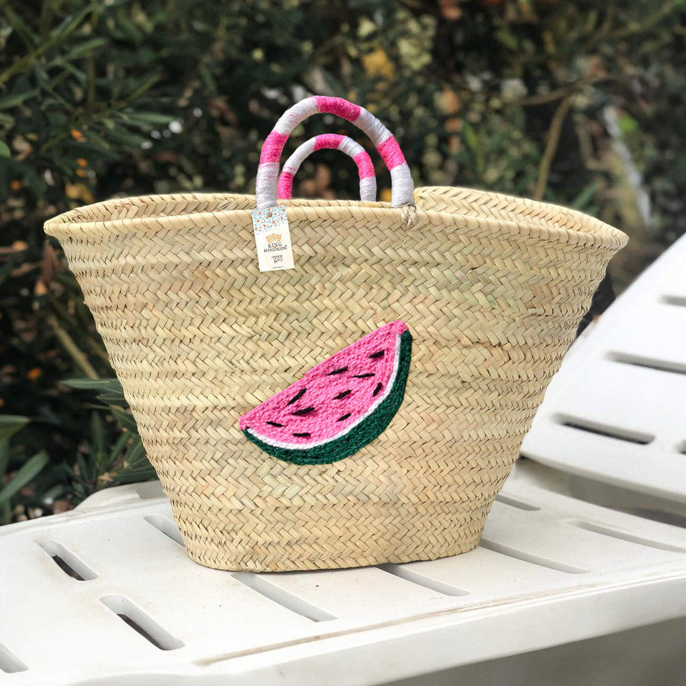 Fruity Watermelon Straw Beach Bag