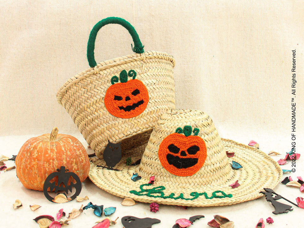 Personalized Pumpkin Bag & Hat Set with Name