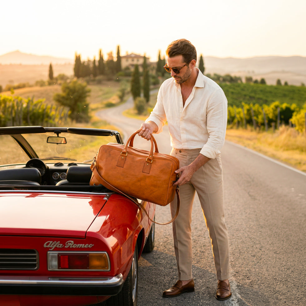 Genuine Leather Duffle Bag – Moroccan Handmade Travel Bag