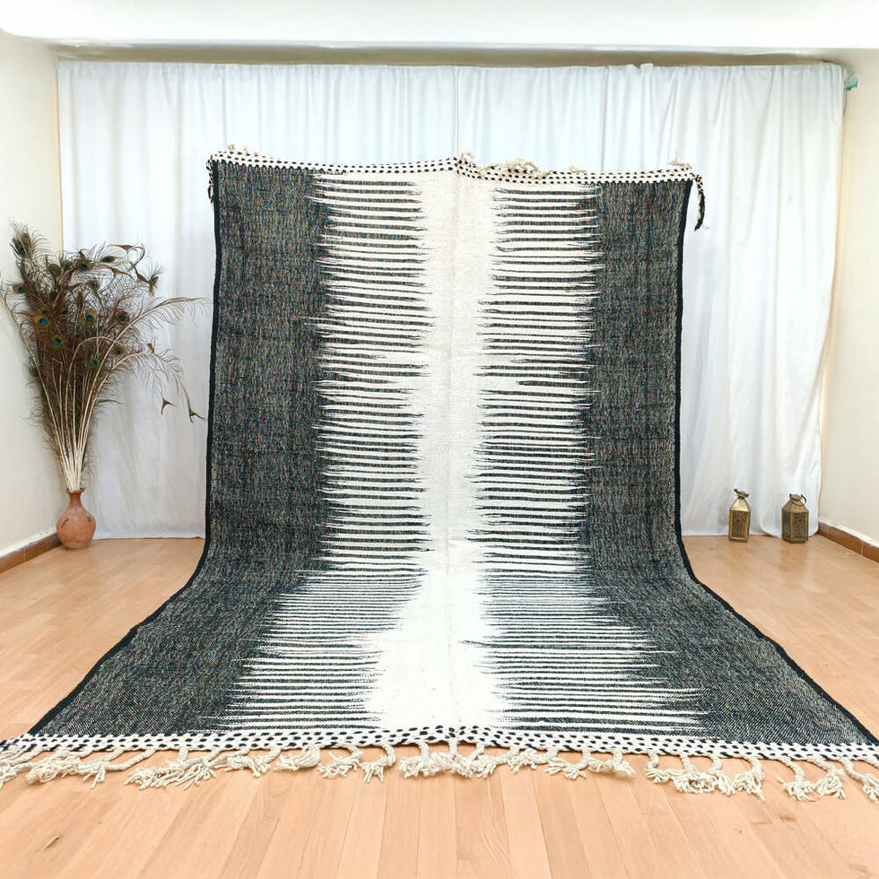 Beni Ourain Rug – Charcoal Geometric Wool Area Rug