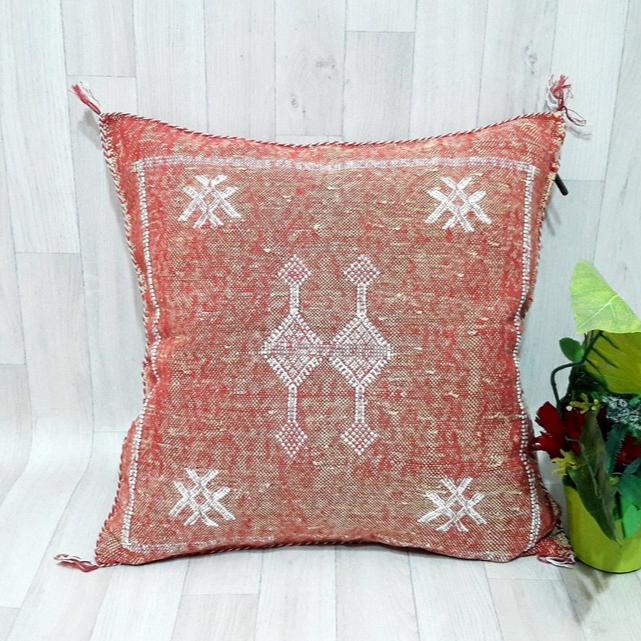 Red Moroccan Sabra Pillow Cover – Cactus Silk Cushion