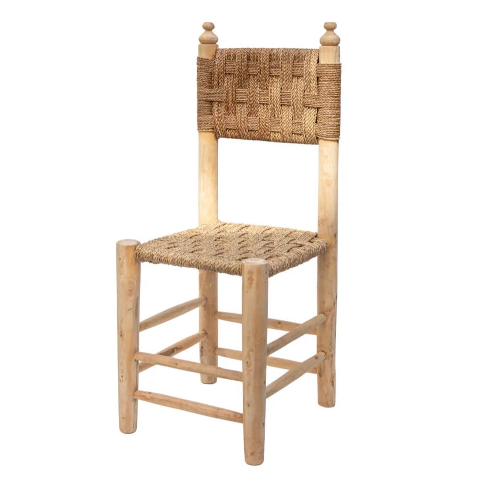 Handmade Natural Moroccan Bar Stool – Woven Rope Wood
