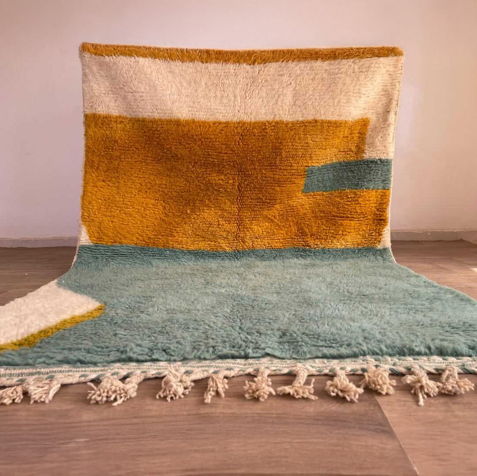 Beni Ourain Rug – Orange & Gray Tribal Wool Area Rug