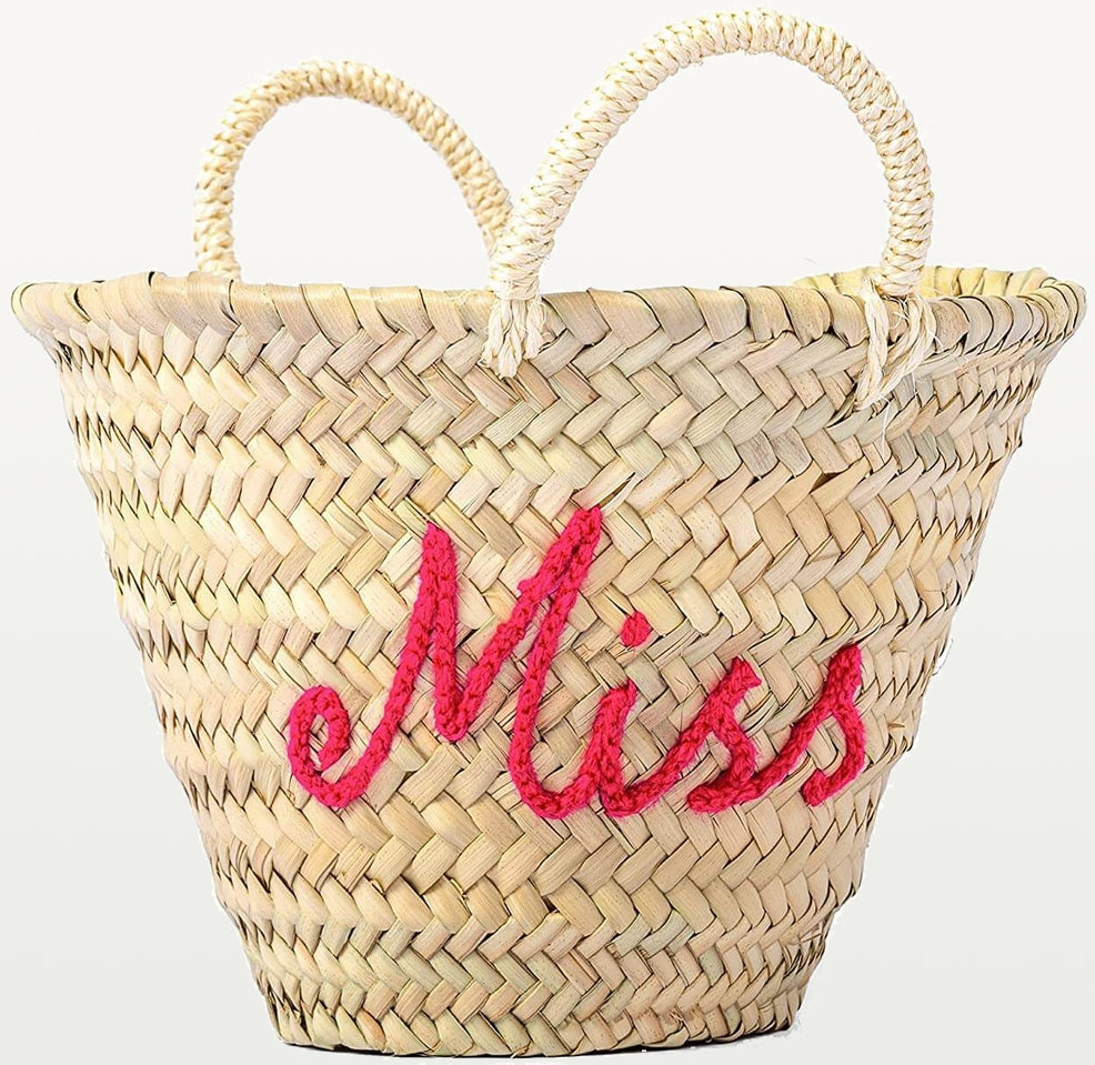 Handmade personalized small straw tote bag for eco-friendly shopping