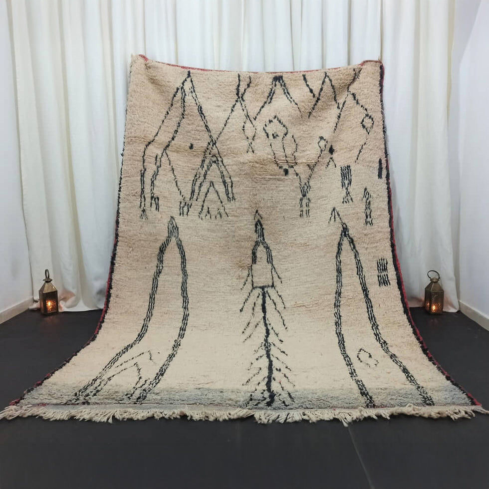 Moroccan Berber Rug – Ivory Plush Abstract Wool Rug