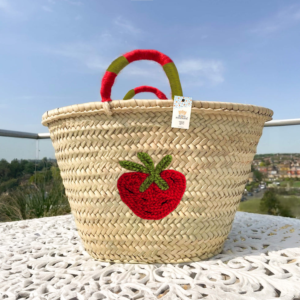 Straw Beach Bag – Strawberry Crochet Moroccan Basket Tote