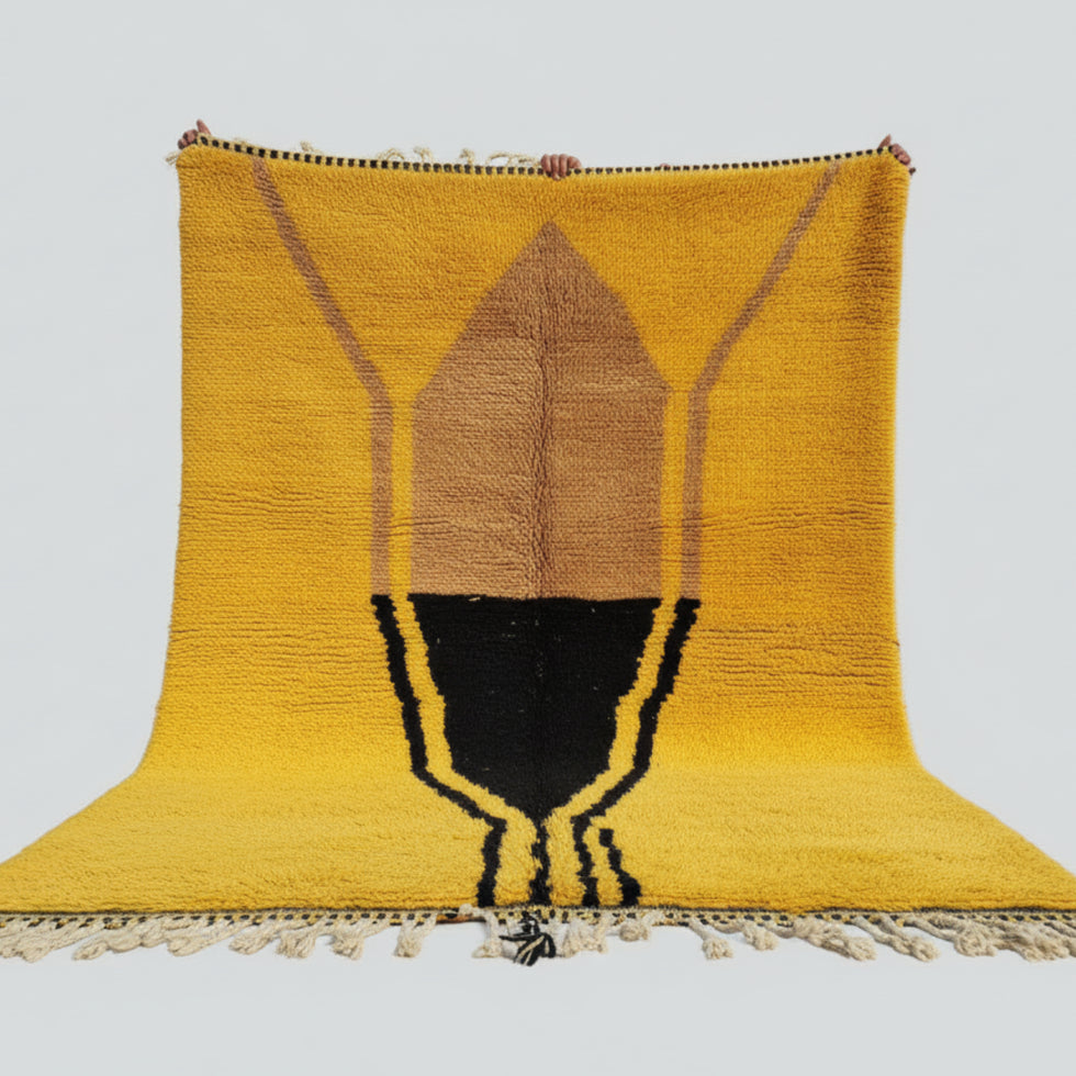 Beni Ourain Rug – Yellow Tribal Wool Area Rug