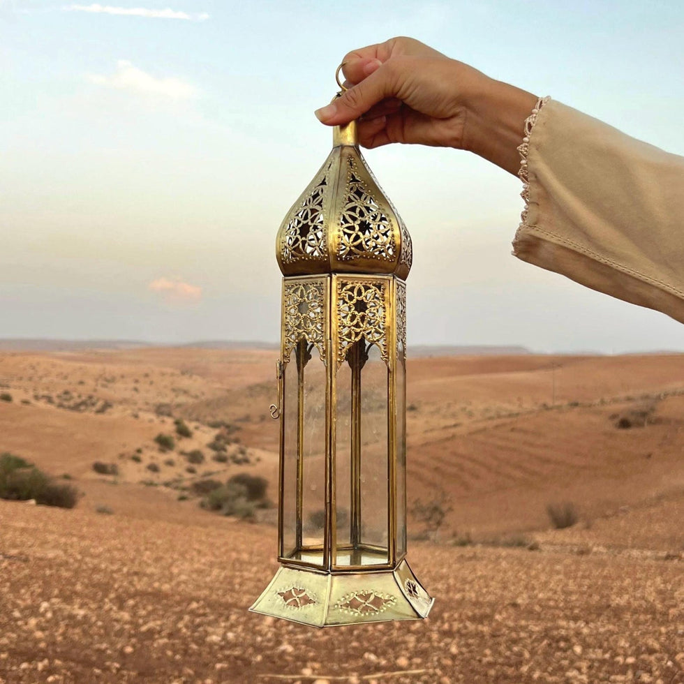 Handmade Moroccan Lantern – Brass Filigree Openwork Living Room