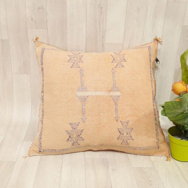 Beige Moroccan Sabra Pillow Cover – Cactus Silk Cushion