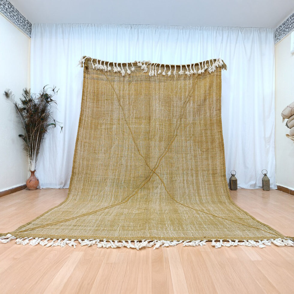 Beni Ourain Rug – Mustard Flatweave Abstract Wool Rug