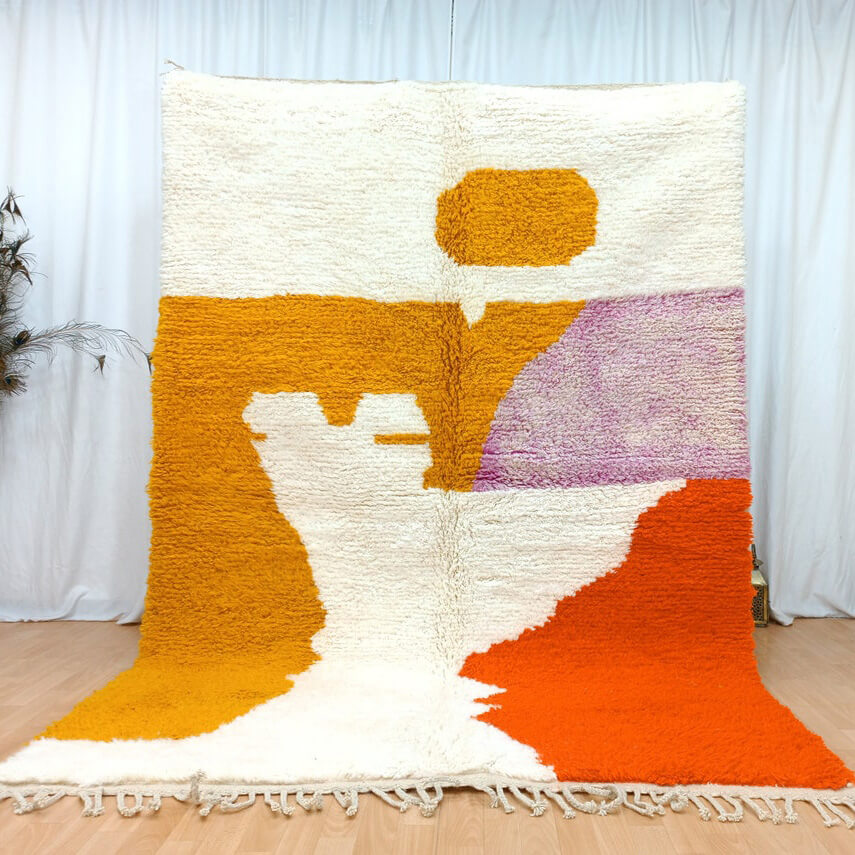 Beni Ourain Rug – Multicolor Abstract Wool Handmade Area Rug