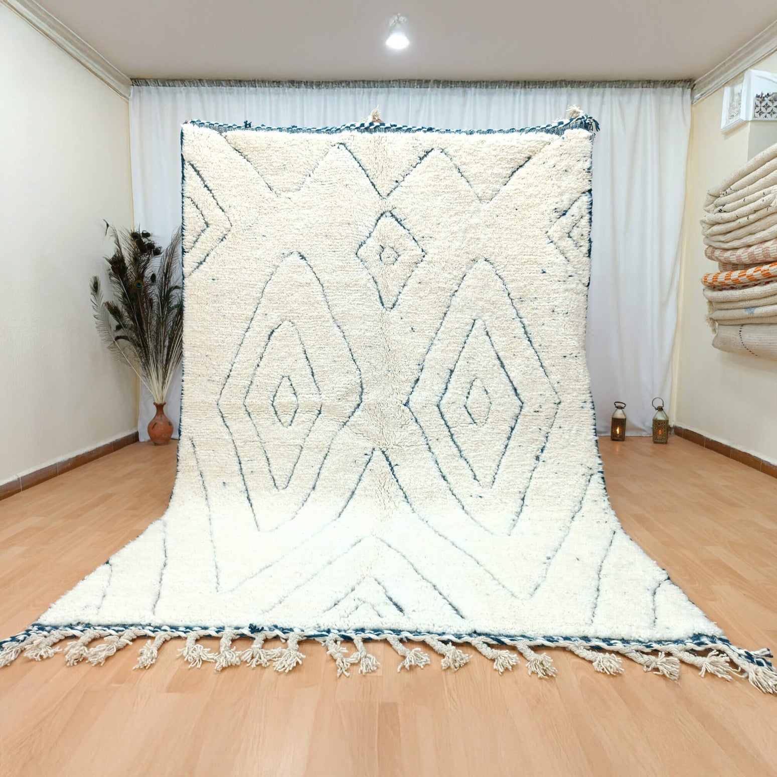 Minimalist Bohemian Braided Rug Showcasing Intricate Handmade Weaving Pattern