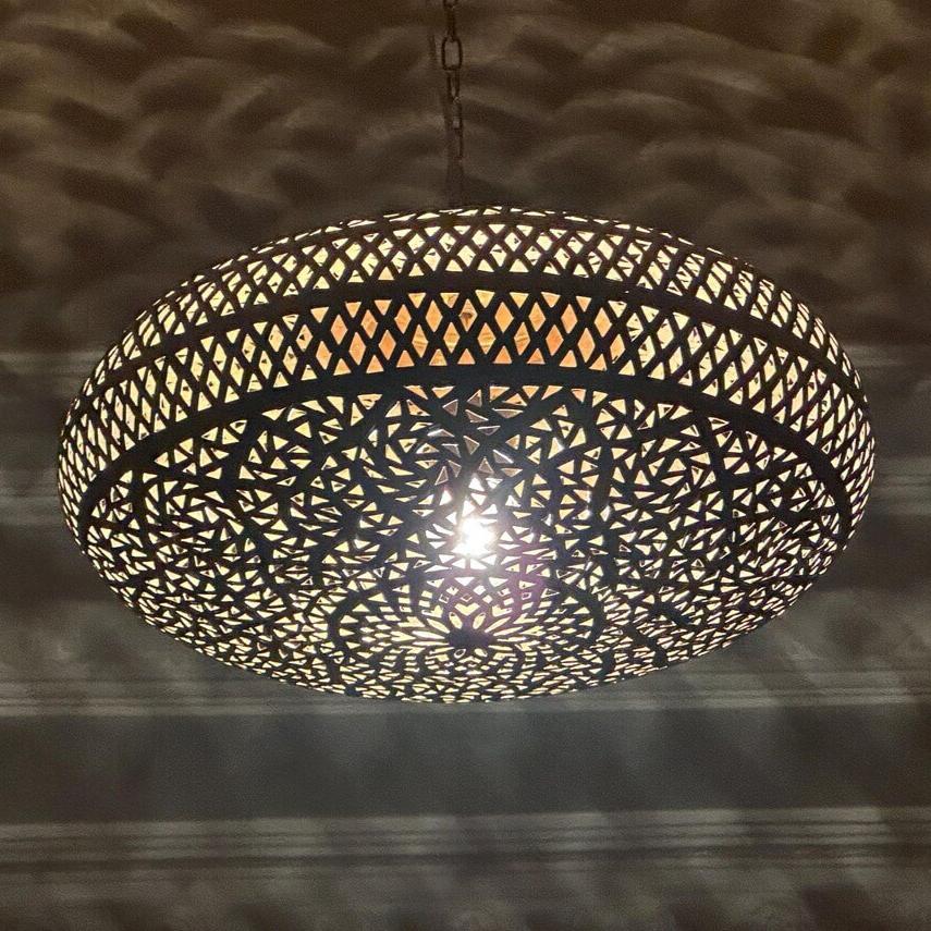 Handmade Moroccan brass ceiling lamp with bohemian-inspired design