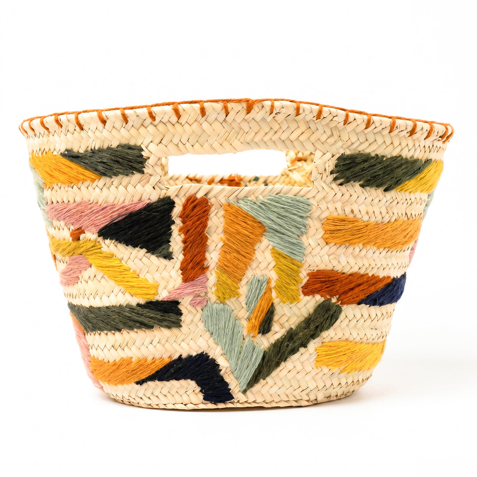 Personalized Moroccan Handwoven Colorful Straw Bag Custom Artisan Handbag Purse