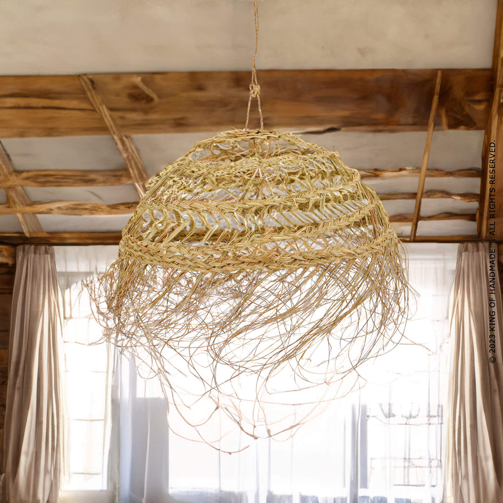 Esparto Pendant Light – Handmade Moroccan Woven Shade