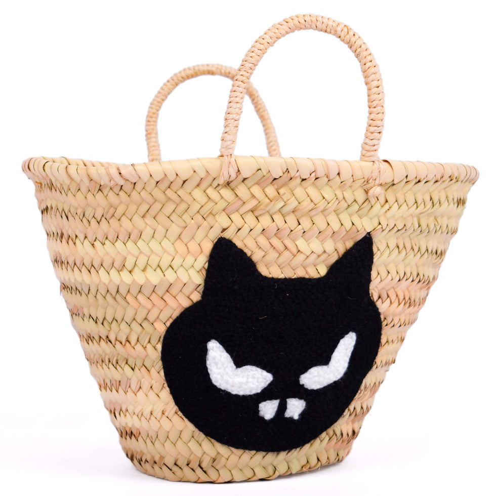 Personalized Halloween Cat Straw Mini Basket