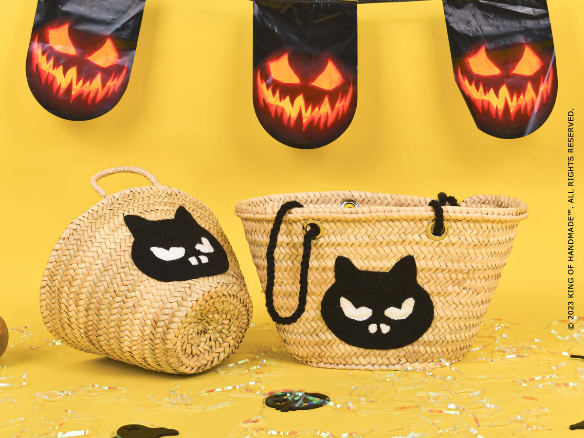 Halloween themed spooky basket with personalized design and festive decorations