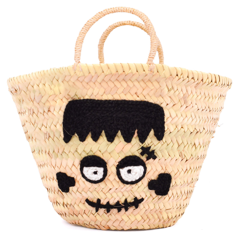 Personalized Frankenstein Halloween Straw Basket