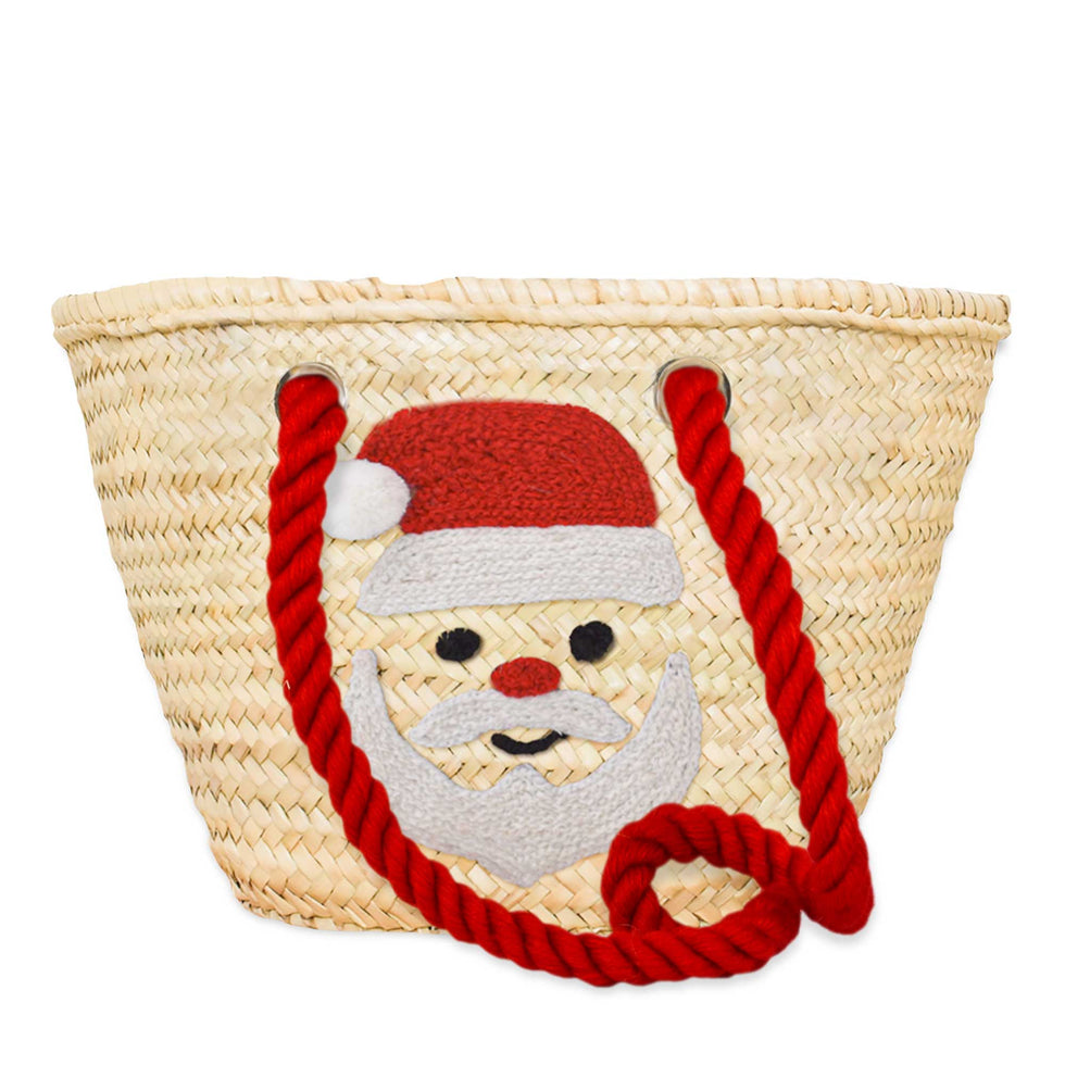 Personalized Santa Straw Basket Christmas Bag