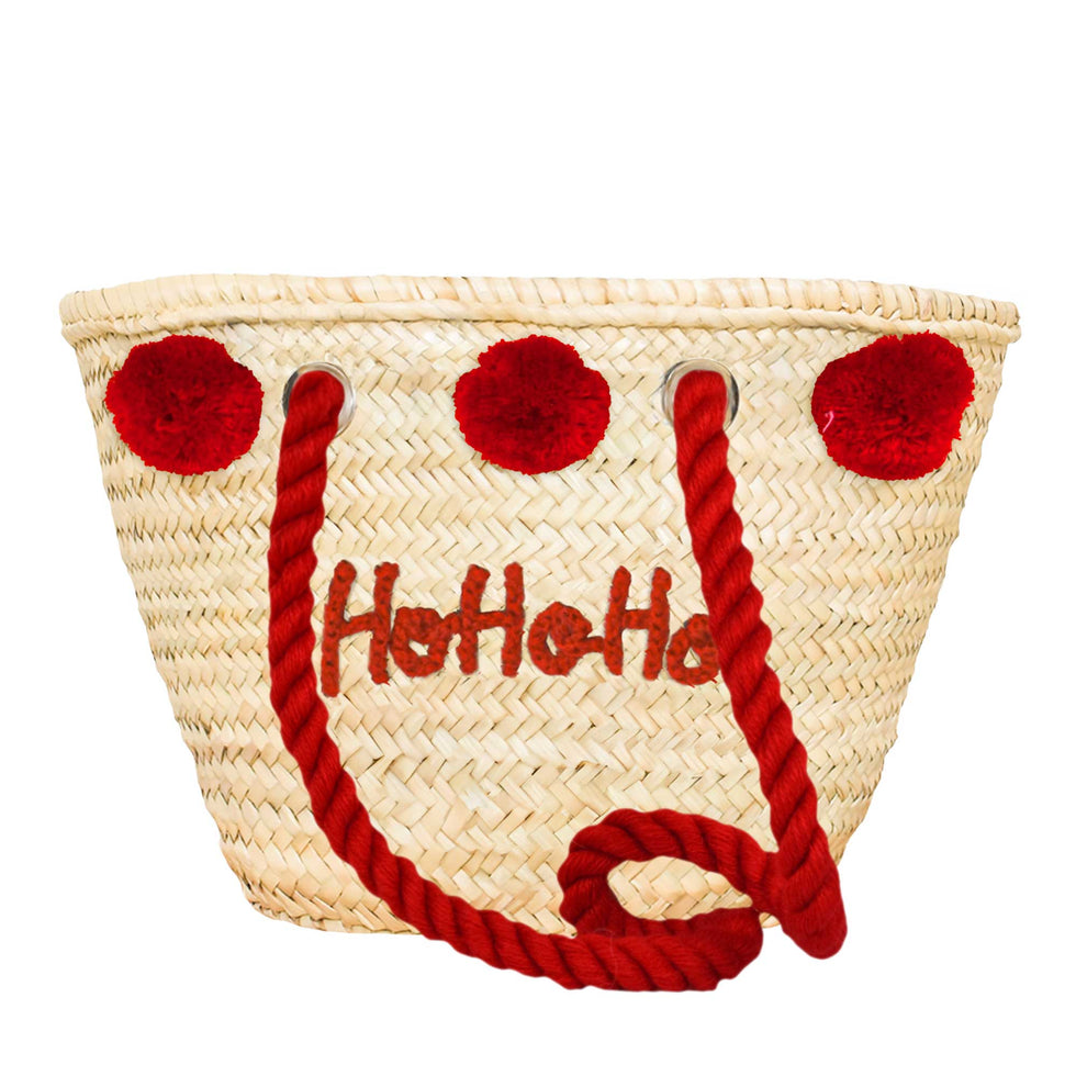 Personalized Ho Ho Ho Christmas Straw Basket