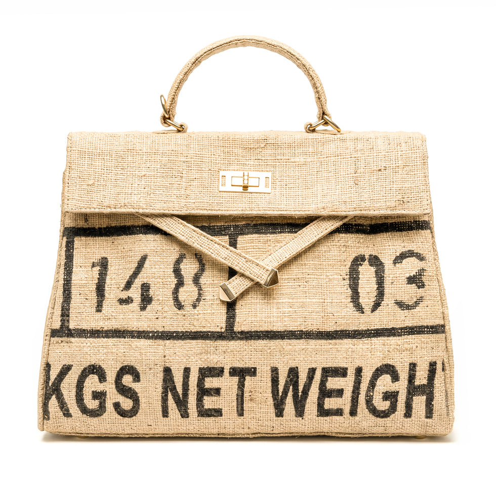 Jute Kelly Bag – Moroccan Coffee-Sack Structured Handbag