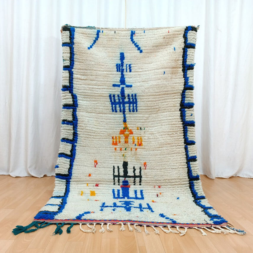 Moroccan Berber Rug – Blue Geometric Wool Rug