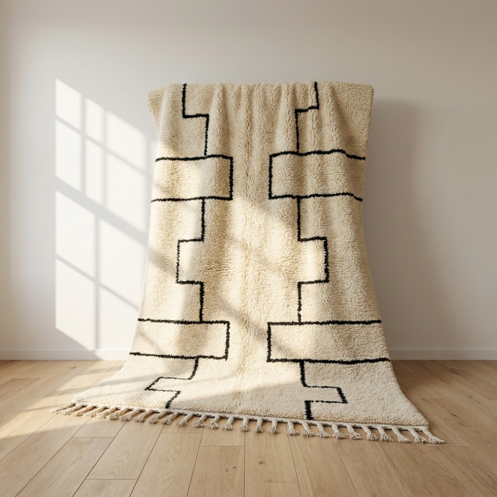 Beni Ourain Rug – Ivory Shaggy Tribal Wool Rug