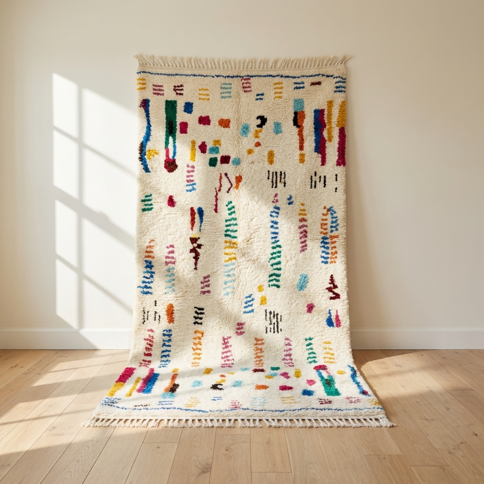 Azilal Rug – Multicolor Shaggy Abstract Wool Rug