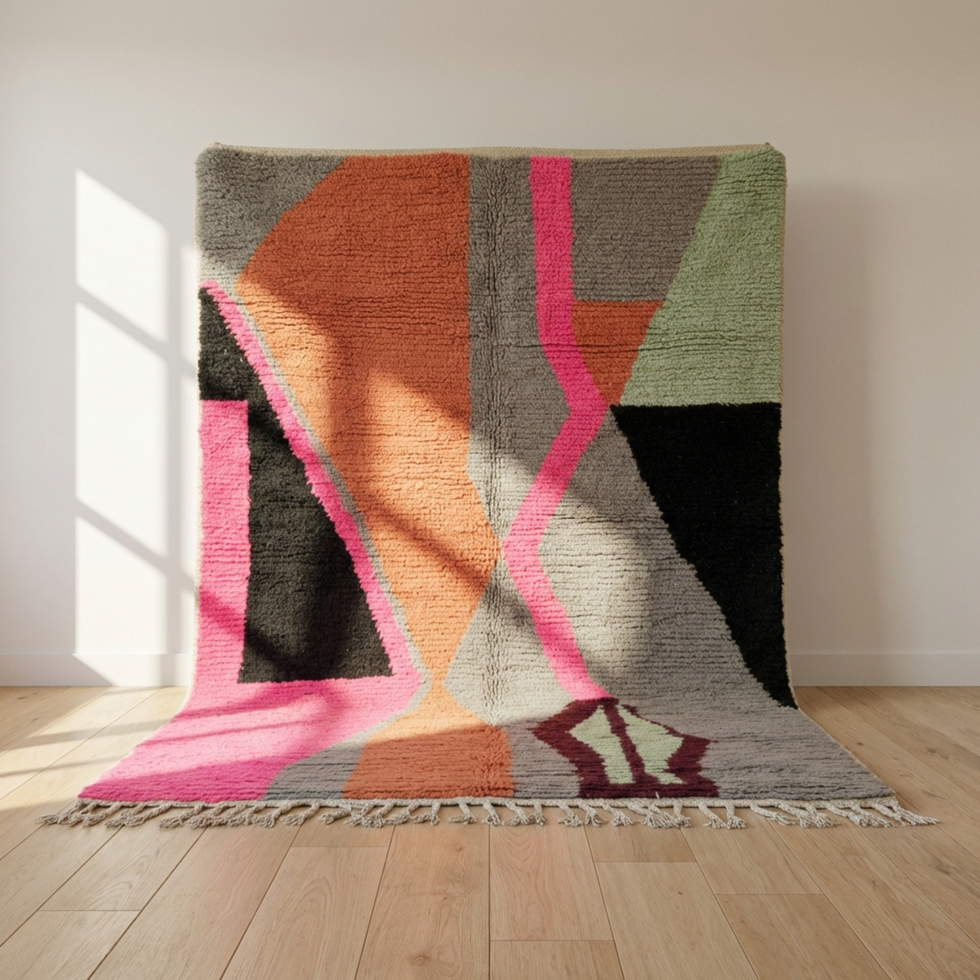 Boujaad Rug – Multicolor Plush Geometric Wool Rug