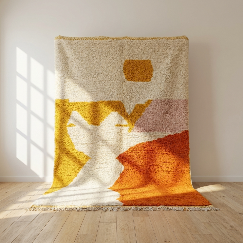Azilal Rug – Multicolor Shaggy Abstract Wool Area Rug