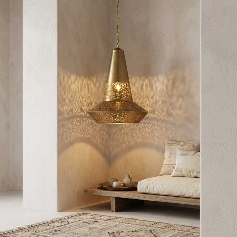 Brass Chandelier – Moroccan Teardrop Floral