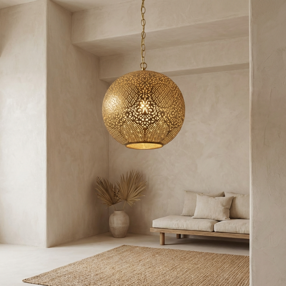 Moroccan Ceiling Light – Brass Globe Star