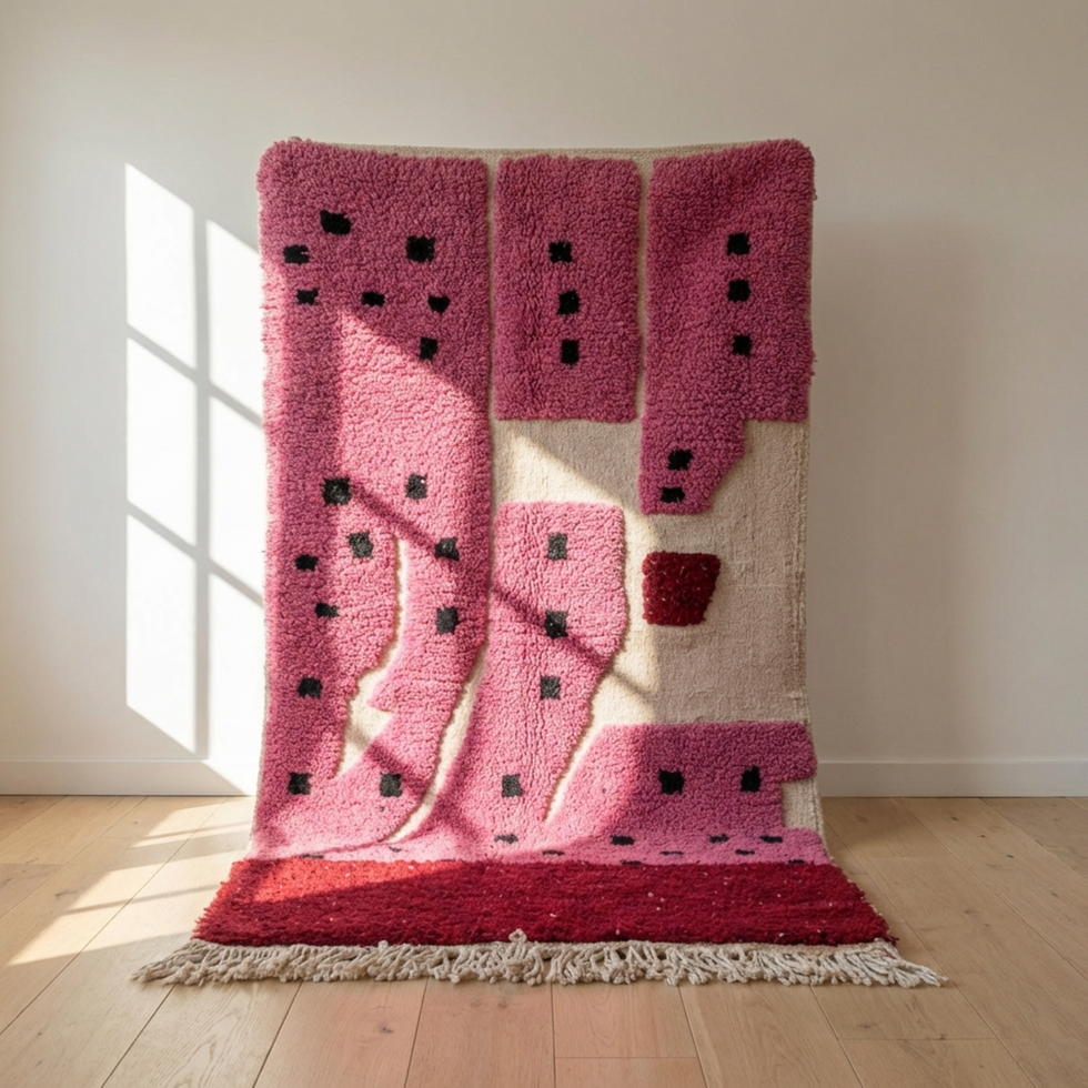 Boujaad Rug – Pink Plush Abstract Wool Rug