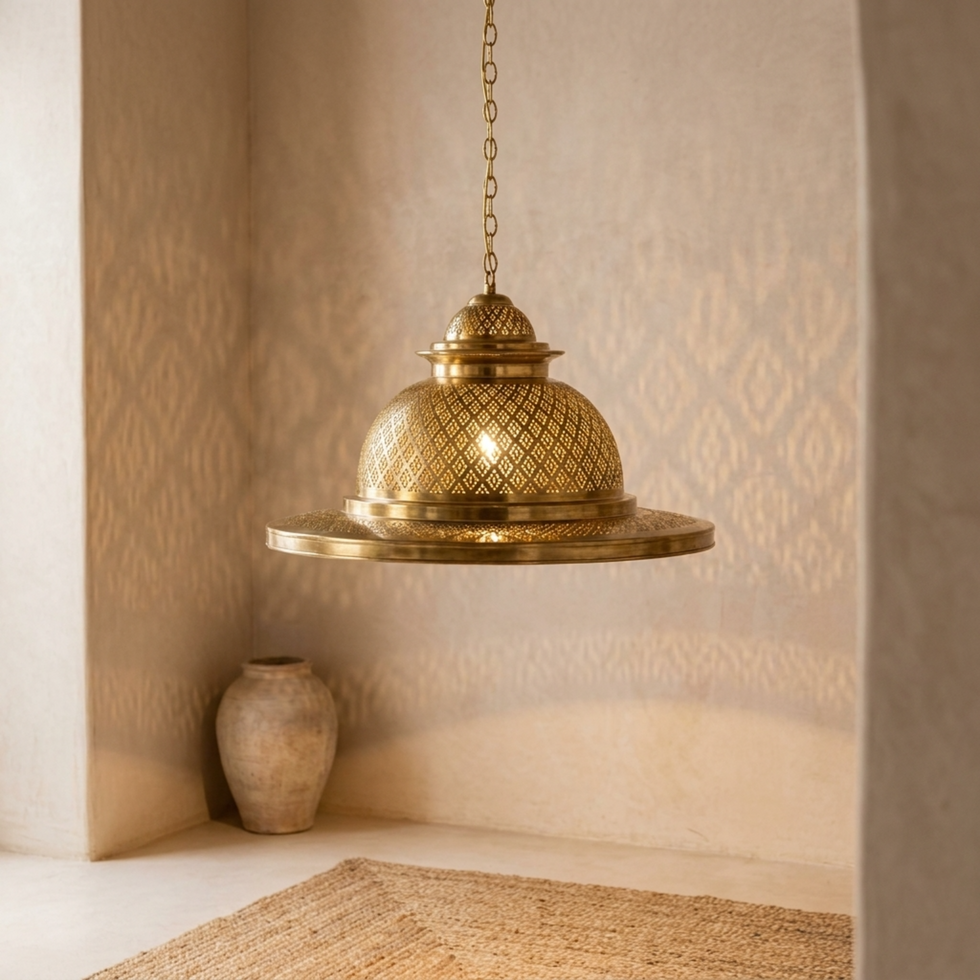 Handmade Moroccan Pendant Light – Brass Dome Geometric