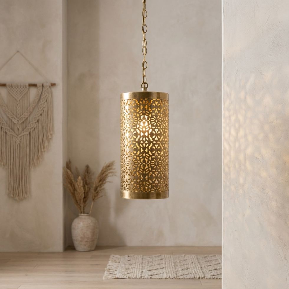 Moroccan Pendant Light – Brass Geometric Filigree
