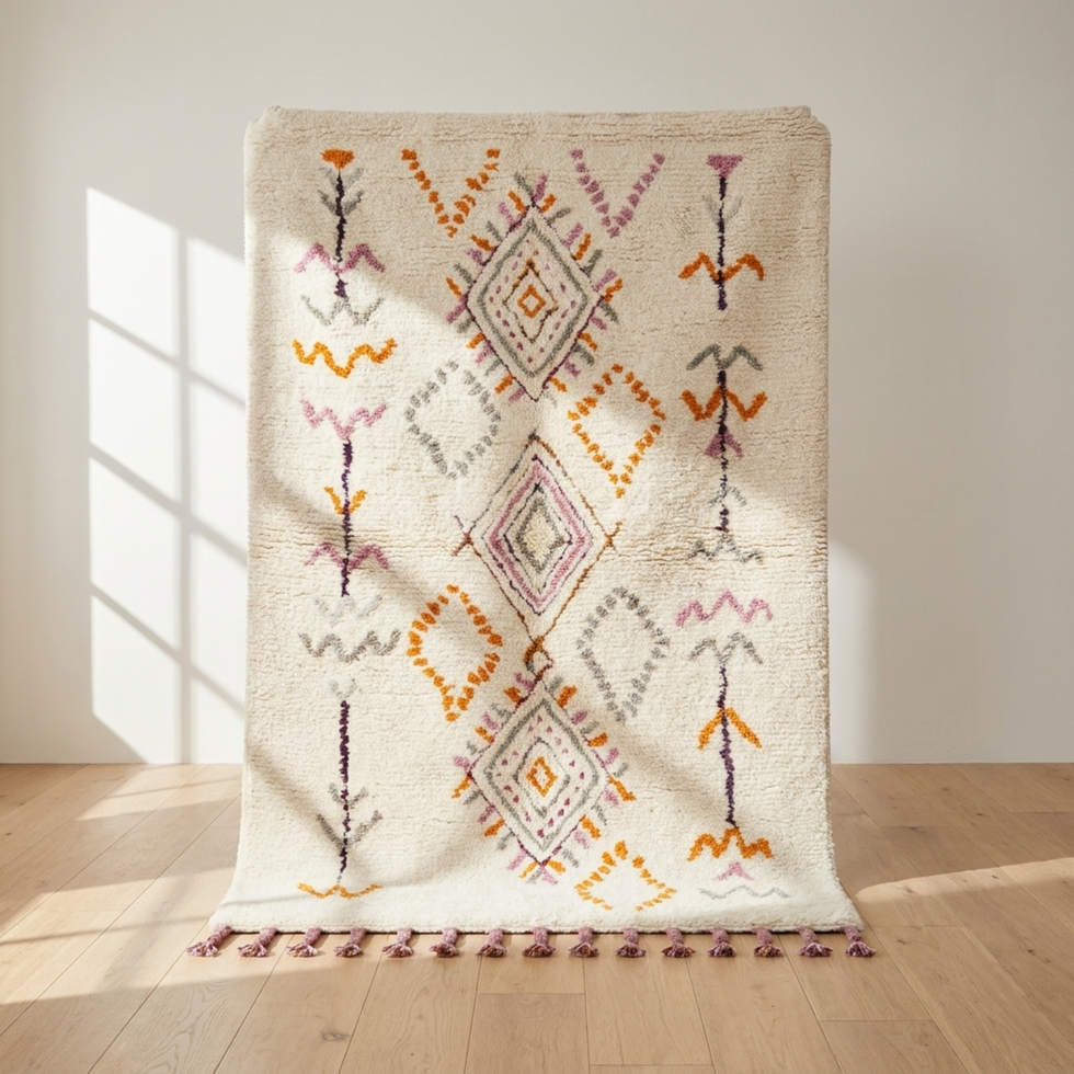 Azilal Rug – Ivory Plush Diamond Wool Area Rug