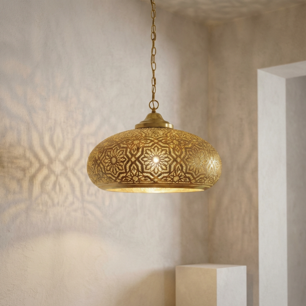 Globe Moroccan Pendant Light – Brass Star Lamp