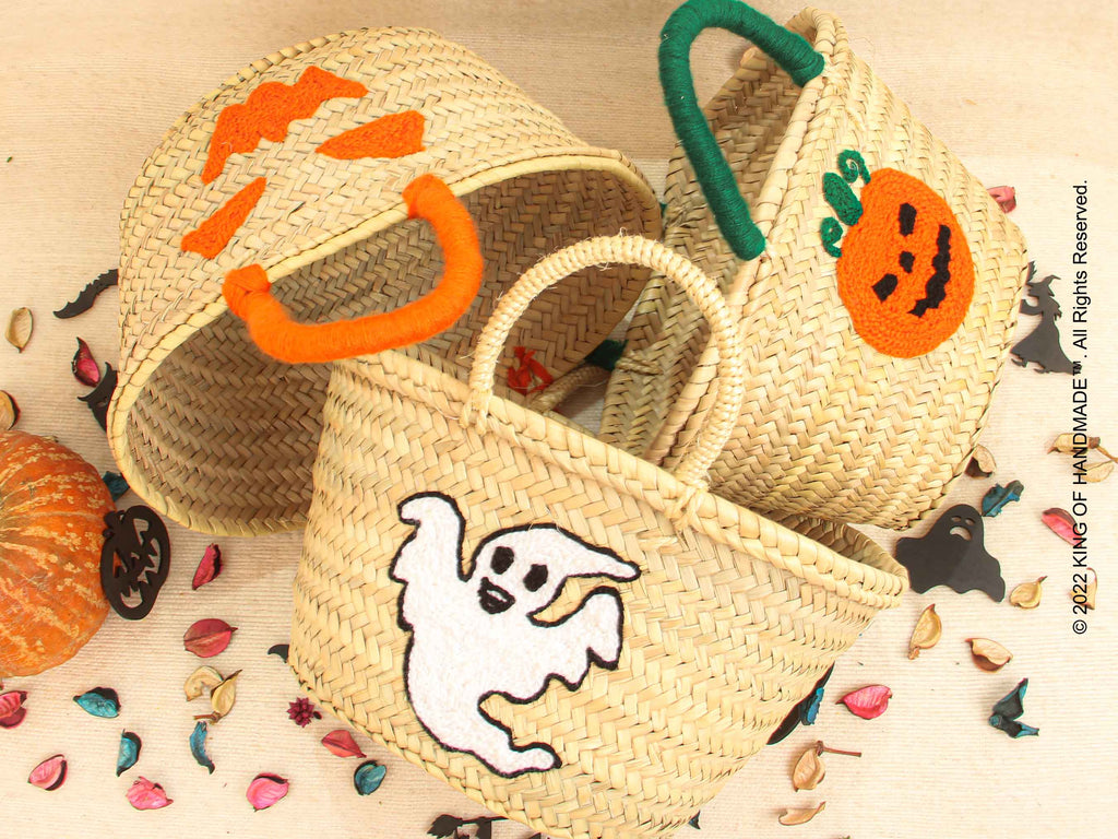 Spooky Halloween basket filled with candy and decorations