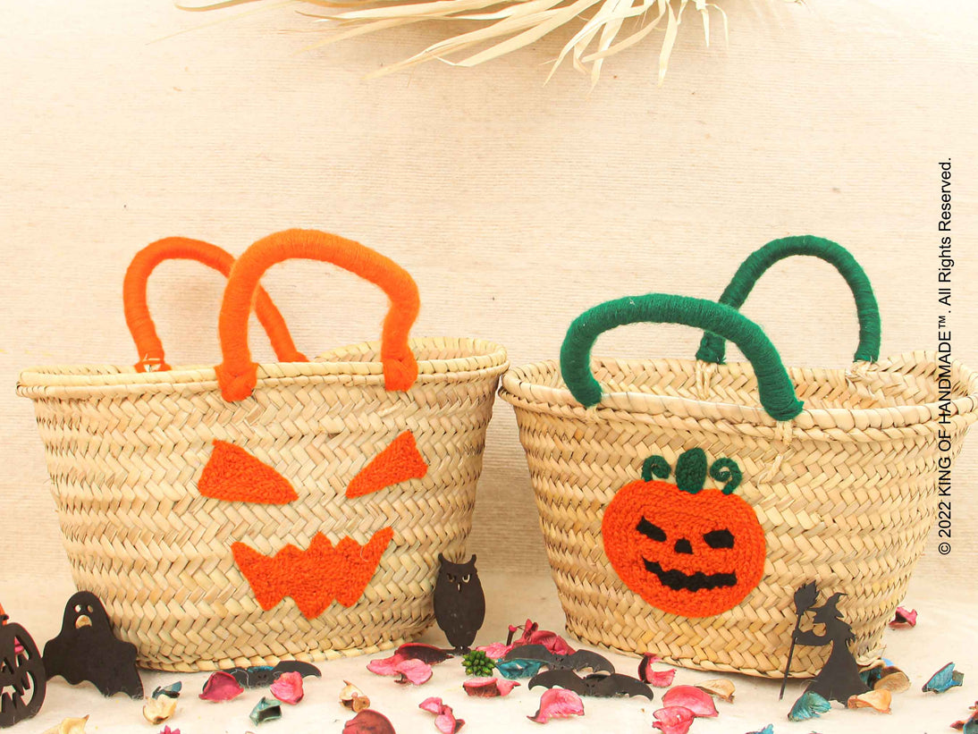 Spooky pumpkin basket with personalized design