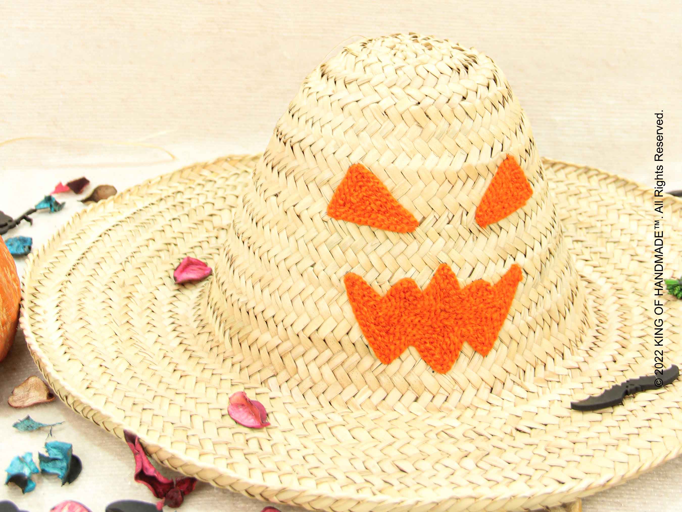 Handmade Halloween Straw Hat for Adults
