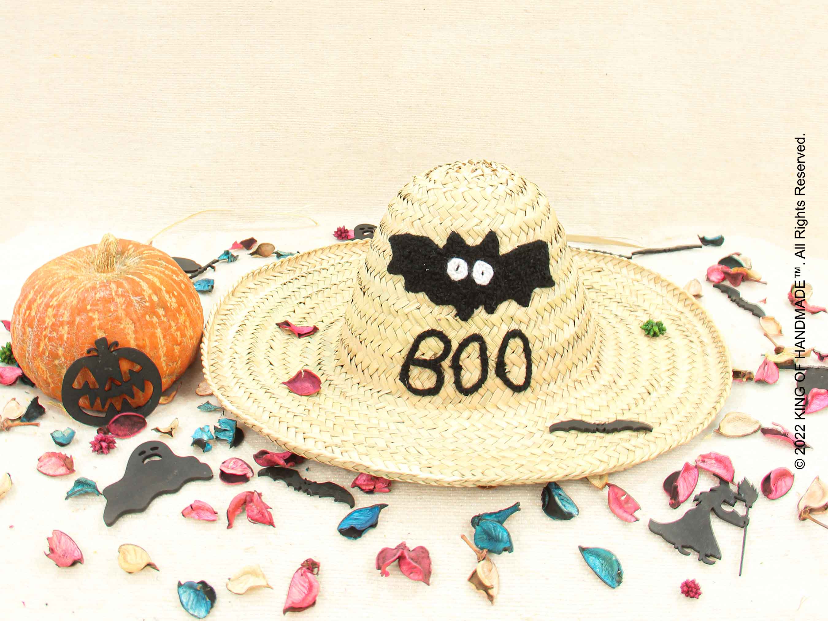Customizable Handmade Halloween Straw Hat