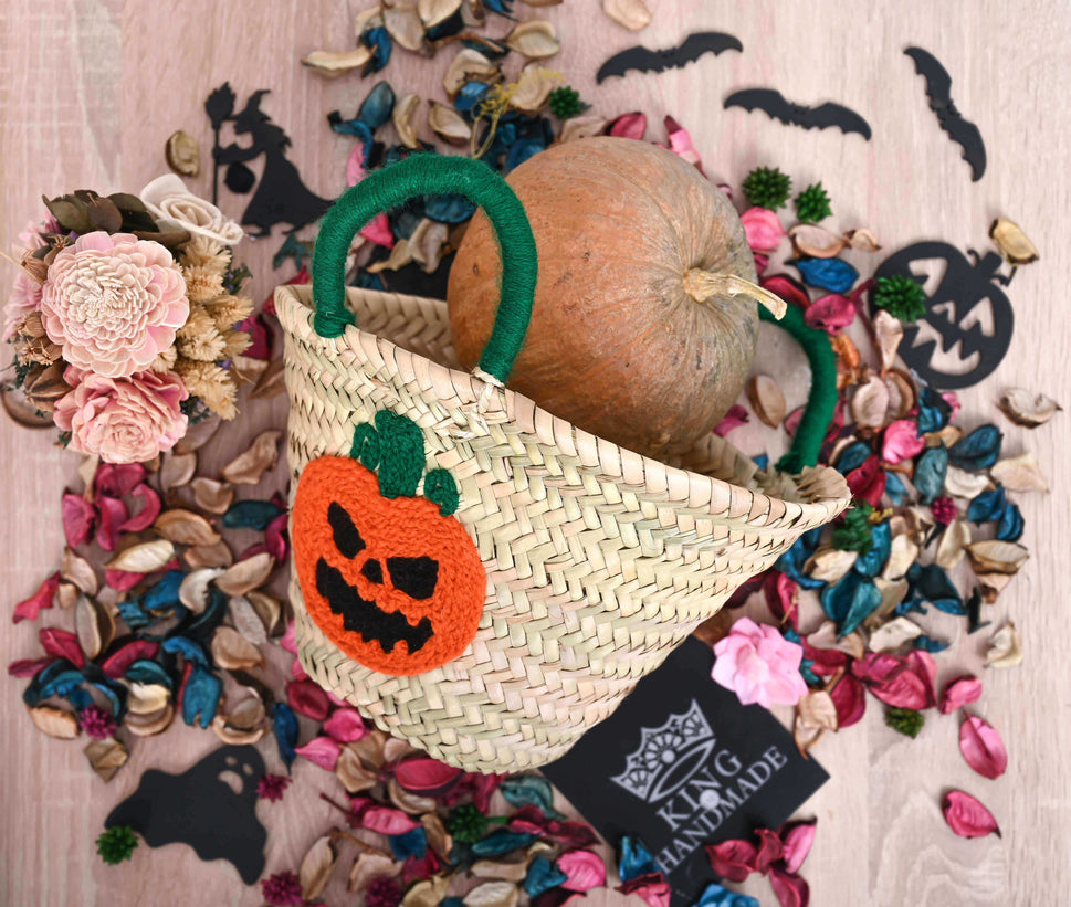 Collection of eco-friendly Halloween totes and baskets