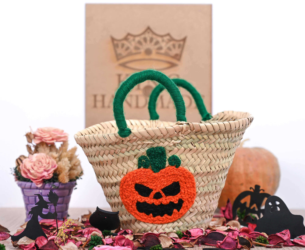 Assortment of small Halloween-themed baskets for trick-or-treating