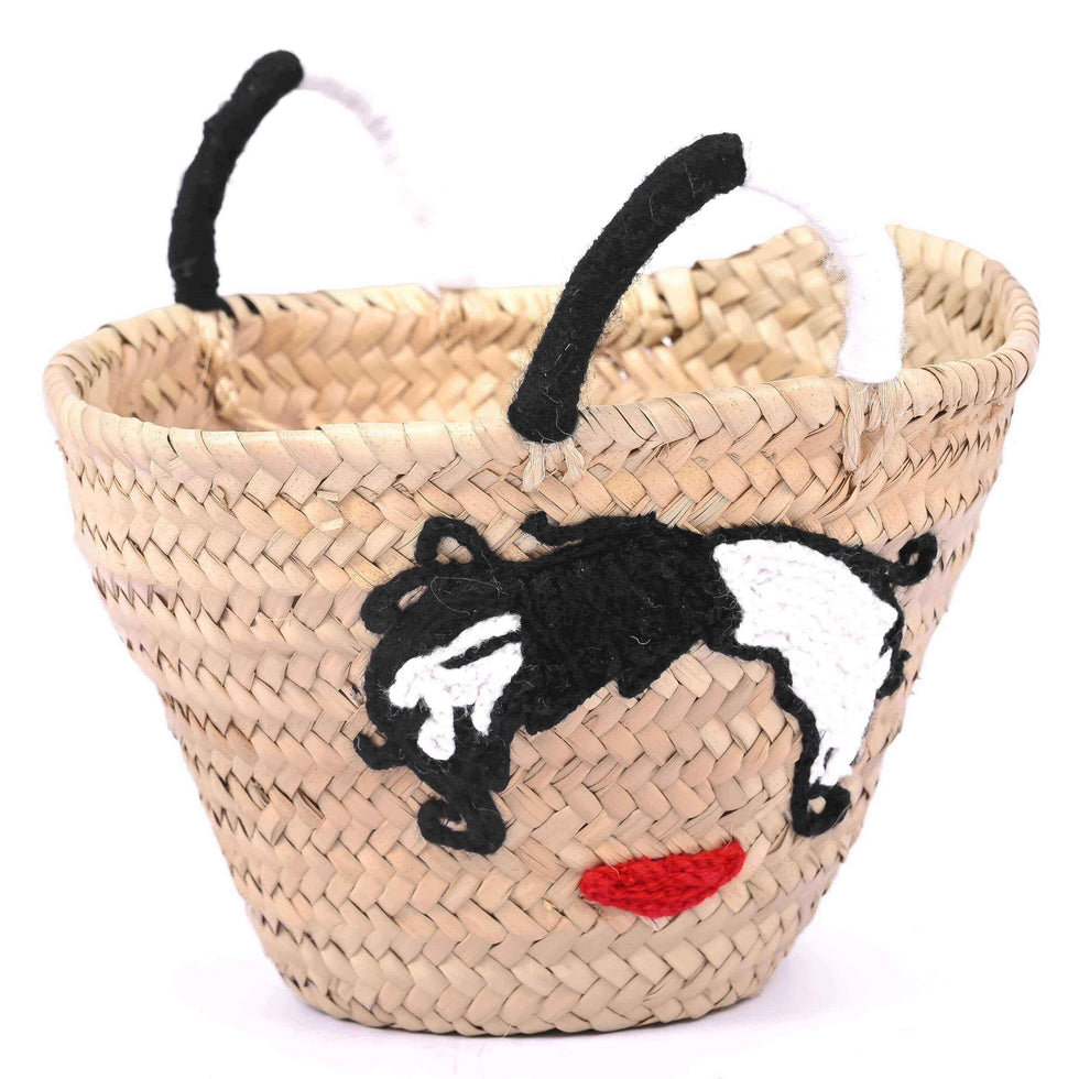 Personalized Black Cat Halloween Straw Basket